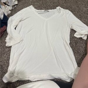 Final Touch Cream Long Sleeve V-Neck Top